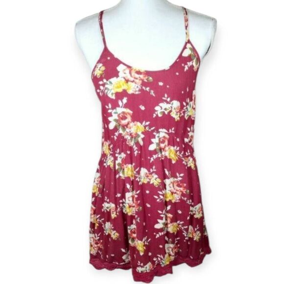 CHLOE K BURGUNDY FLORAL DRESS SZ.S EUC. - Picture 1 of 8